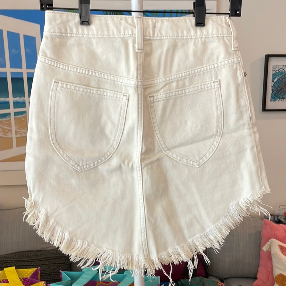 Free People White Mini Skirt with Frayed Hem - Picture 5 of 5